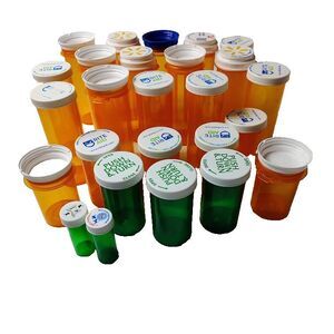 26 Mixed Empty Medicine Pill Bottles & Lids Plastic 2.5 to 6 Inch Crafts Storage